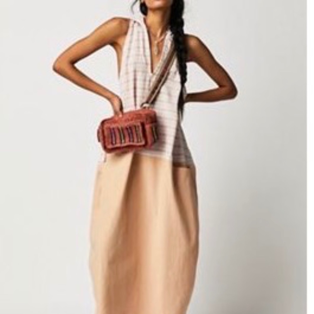 Free People Roadtripping Midi Dress, Size XS in Neutral Color